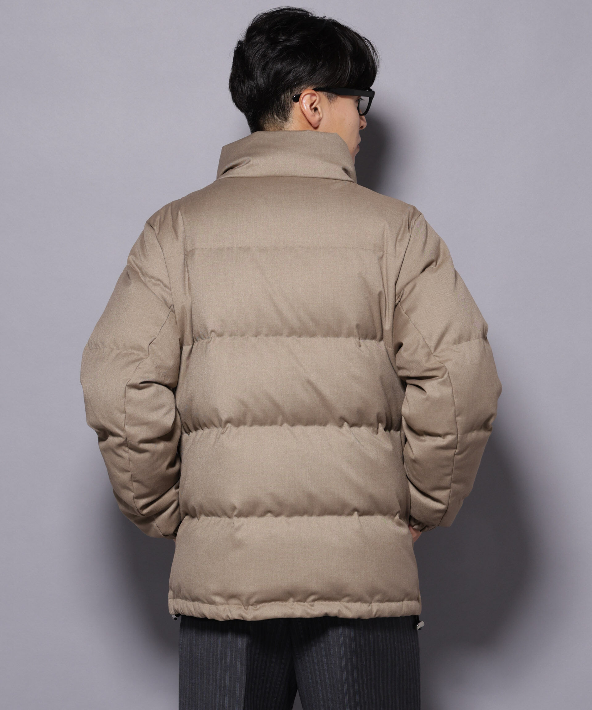 nano･universe「DELEGANTE エアリーサキソニー／グレンチェックTAIONダウンジャケット」|ダウン|