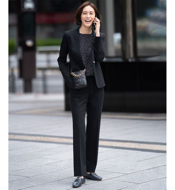 自由区「【XSサイズ～/洗える】WASHABLEPONTE カラーレスジャケット」|ノーカラージャケット|