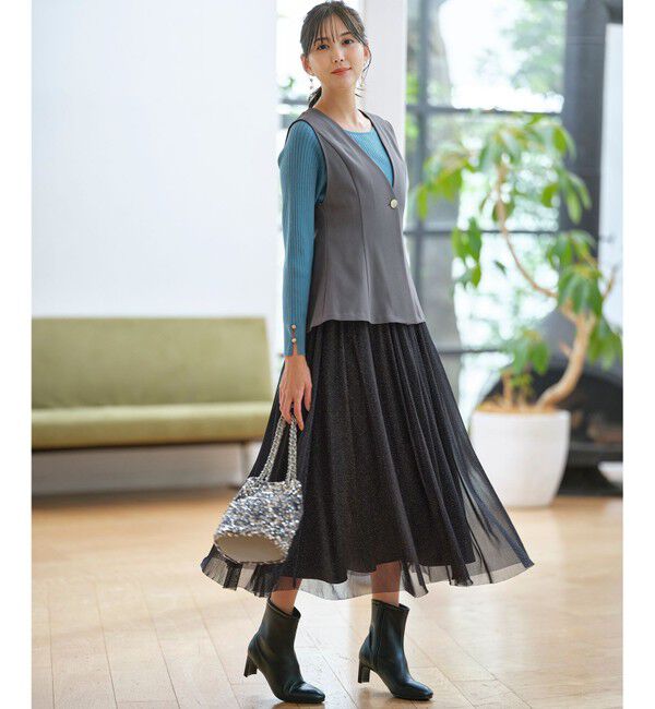 any SiS「【スタイリストコラボ】ジレ&times;ラメチュールスカート セットアップ」|スーツ|