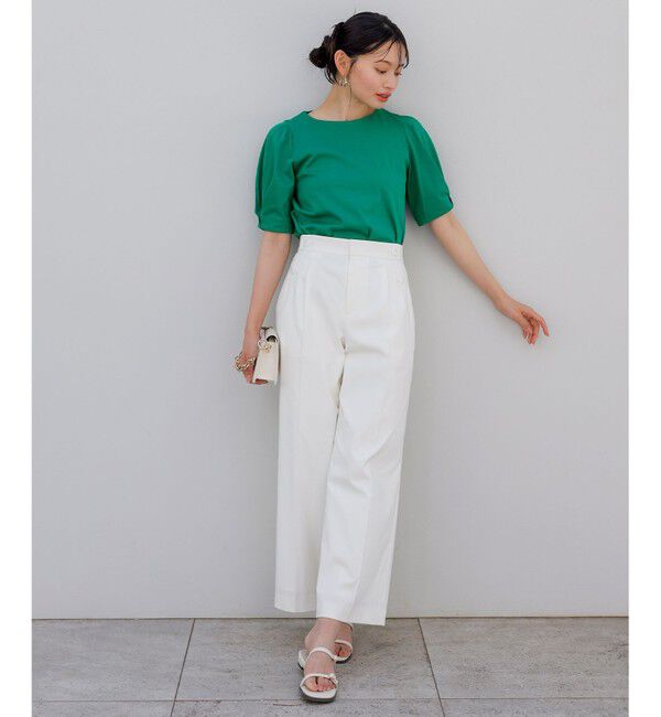 ANY SIS「【撥水・汗ジミ防止・UVケア・洗える】スーピマスムース 袖タック Tシャツ」|Tシャツ・カットソー|