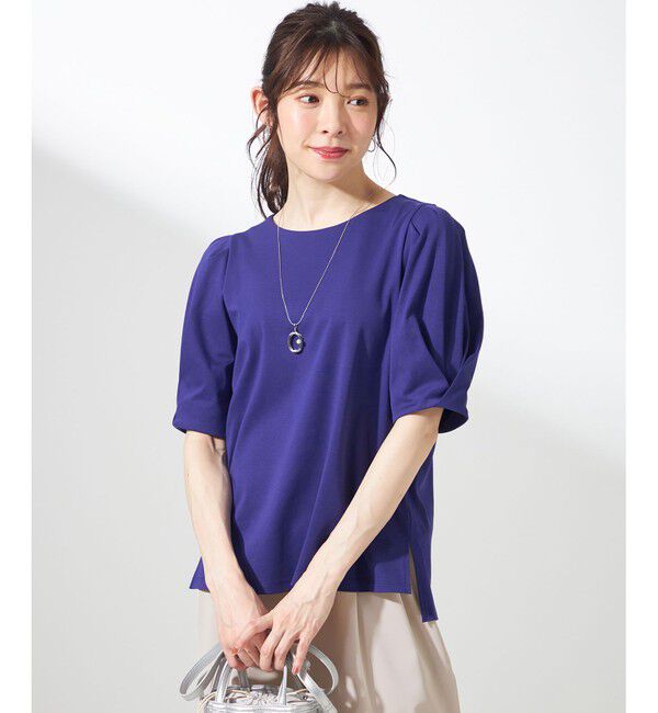 ANY SIS「【撥水・汗ジミ防止・UVケア・洗える】スーピマスムース 袖タック Tシャツ」|Tシャツ・カットソー|