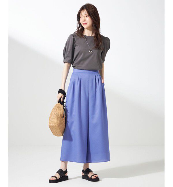 ANY SIS「【撥水・汗ジミ防止・UVケア・洗える】スーピマスムース 袖タック Tシャツ」|Tシャツ・カットソー|