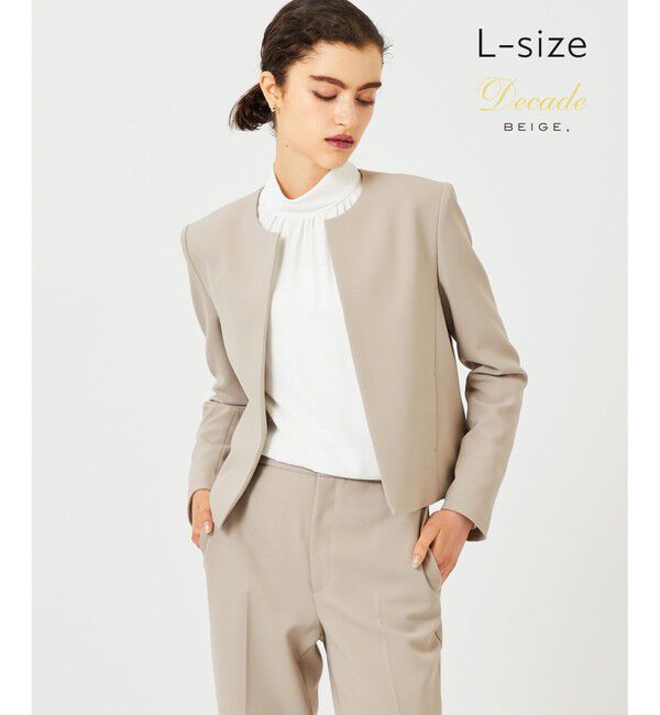 BEIGE,「【L-size】SOPHIA / ノーカラージャケット」|ノーカラージャケット|Taupe