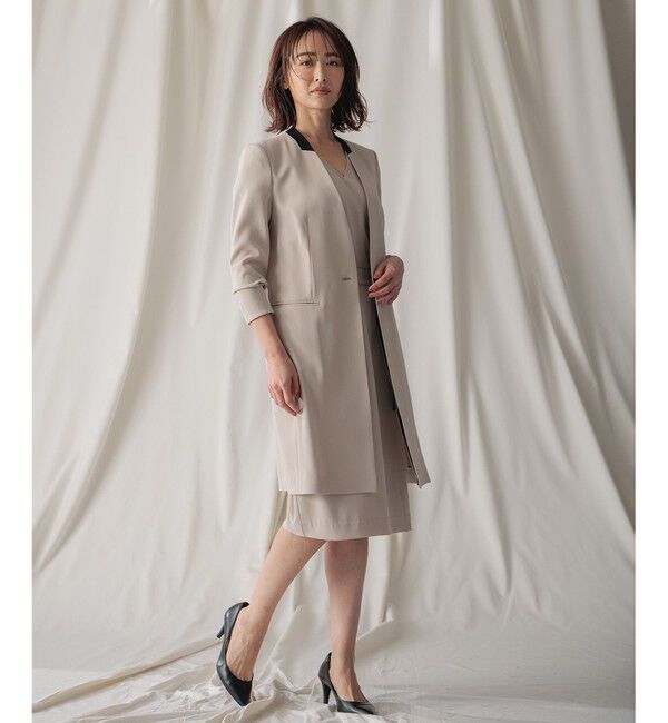 BEIGE,「【L-size】CINDY / ノーカラーロングジャケット」|ノーカラージャケット|