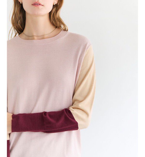 BEIGE,「CHLOR / ウールシルク配色クルーネックニット」|ニット・セーター|