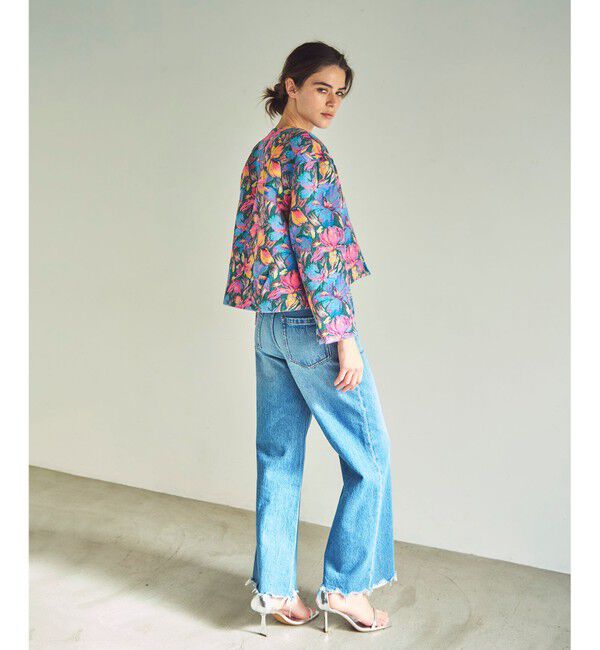 GRACE CONTINENTAL「フラワージャガードノーカラージャケット」|ノーカラージャケット|