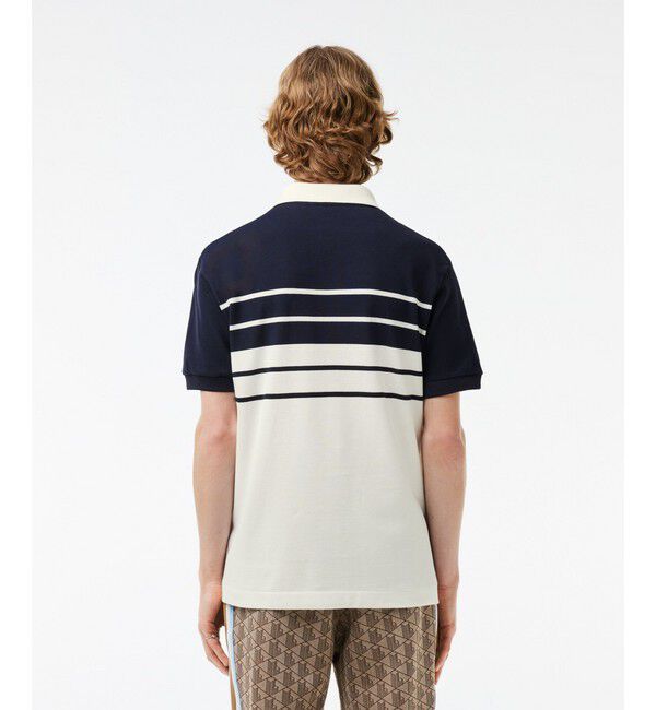 LACOSTE「モノトーンパネルボーダーポロシャツ」|ポロシャツ|