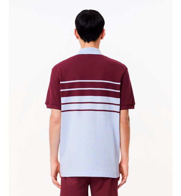 LACOSTE「モノトーンパネルボーダーポロシャツ」|ポロシャツ|