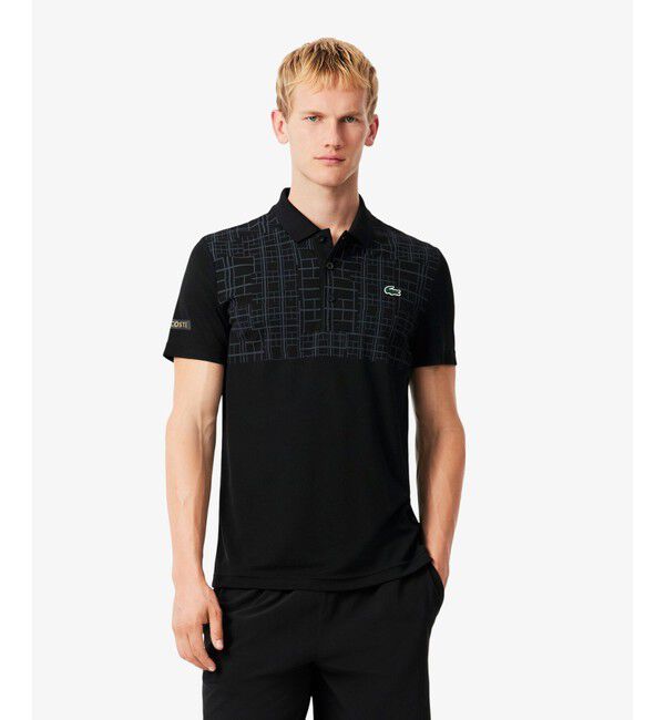 LACOSTE「『ノバク・ジョコビッチ』ラケットプリントウルトラドライポロシャツ」|ポロシャツ|ブラック