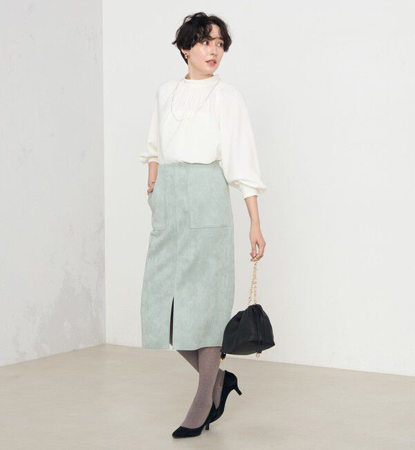 NOLLEY'S「ウォッシャブルダンボールスエードポケ付きタイトスカート」|タイト|