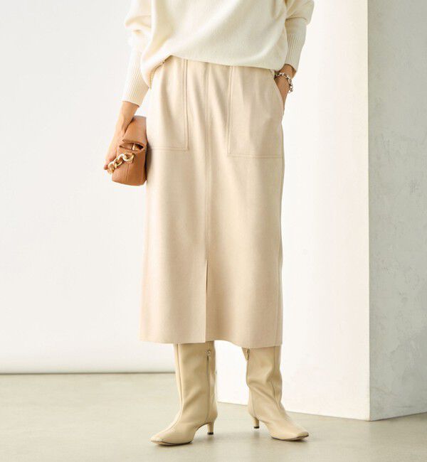 NOLLEY'S「ウォッシャブルダンボールスエードポケ付きタイトスカート」|タイト|