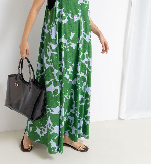 NOLLEY'S「フラワープリント＆ムジキャミワンピース」|ワンピース|