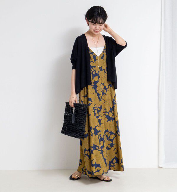 NOLLEY'S「フラワープリント＆ムジキャミワンピース」|ワンピース|