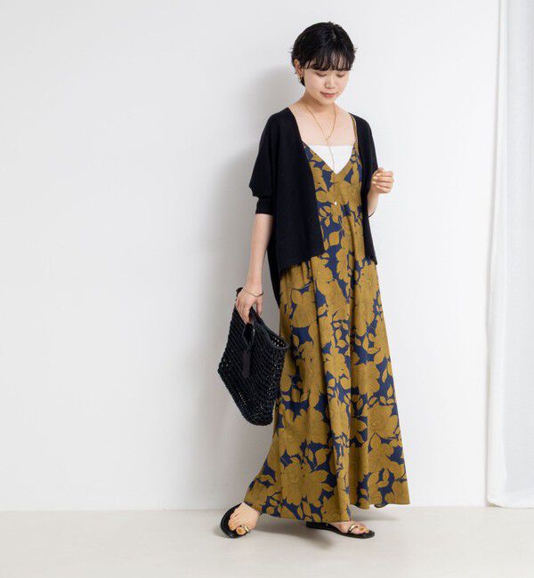 NOLLEY'S「フラワープリント＆ムジキャミワンピース」|ワンピース|