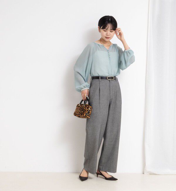 NOLLEY'S sophi「ウォッシャブル両面起毛ヘリンボーン/ストライプセミワイドパンツ」|その他|