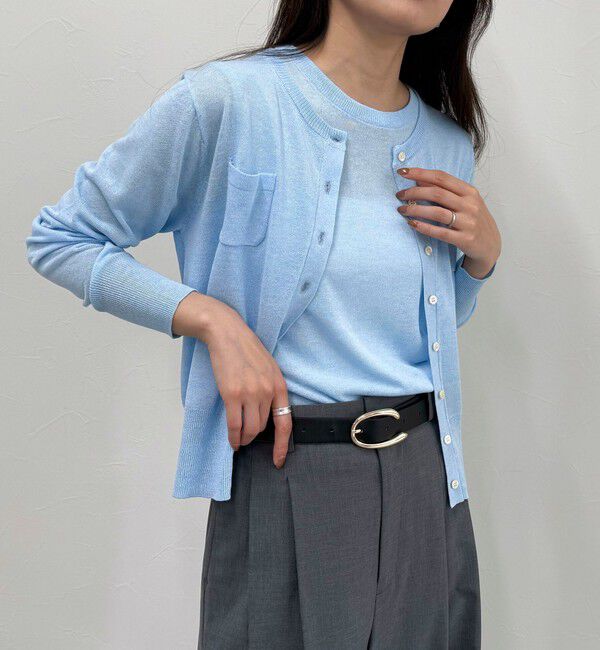 fredy emue「リネン混ポケ付きカーディガン」|カーディガン|サックスブルー