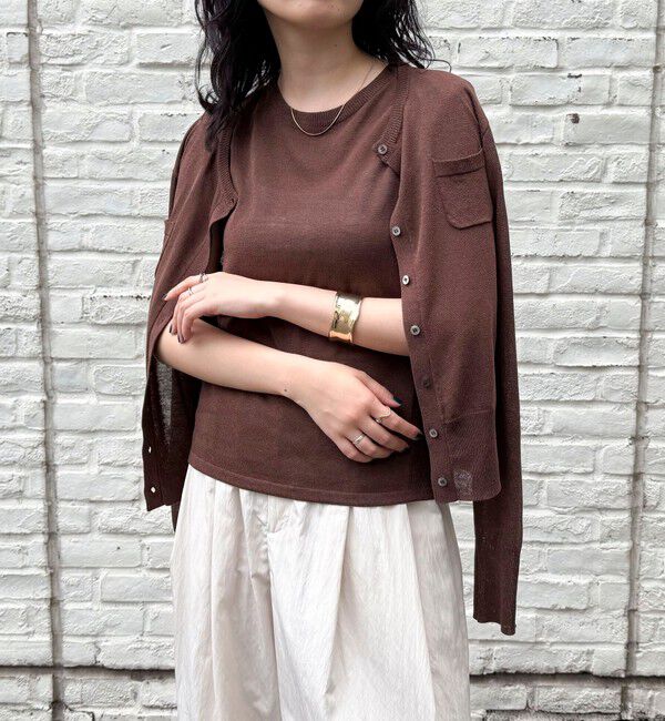 fredy emue「リネン混ポケ付きカーディガン」|カーディガン|ブラウン