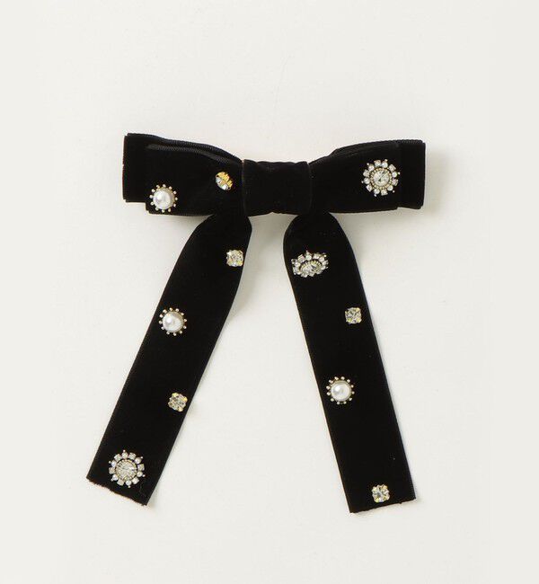 fredy emue「ベロアビジューリボンバレッタ」|ヘアバンド|