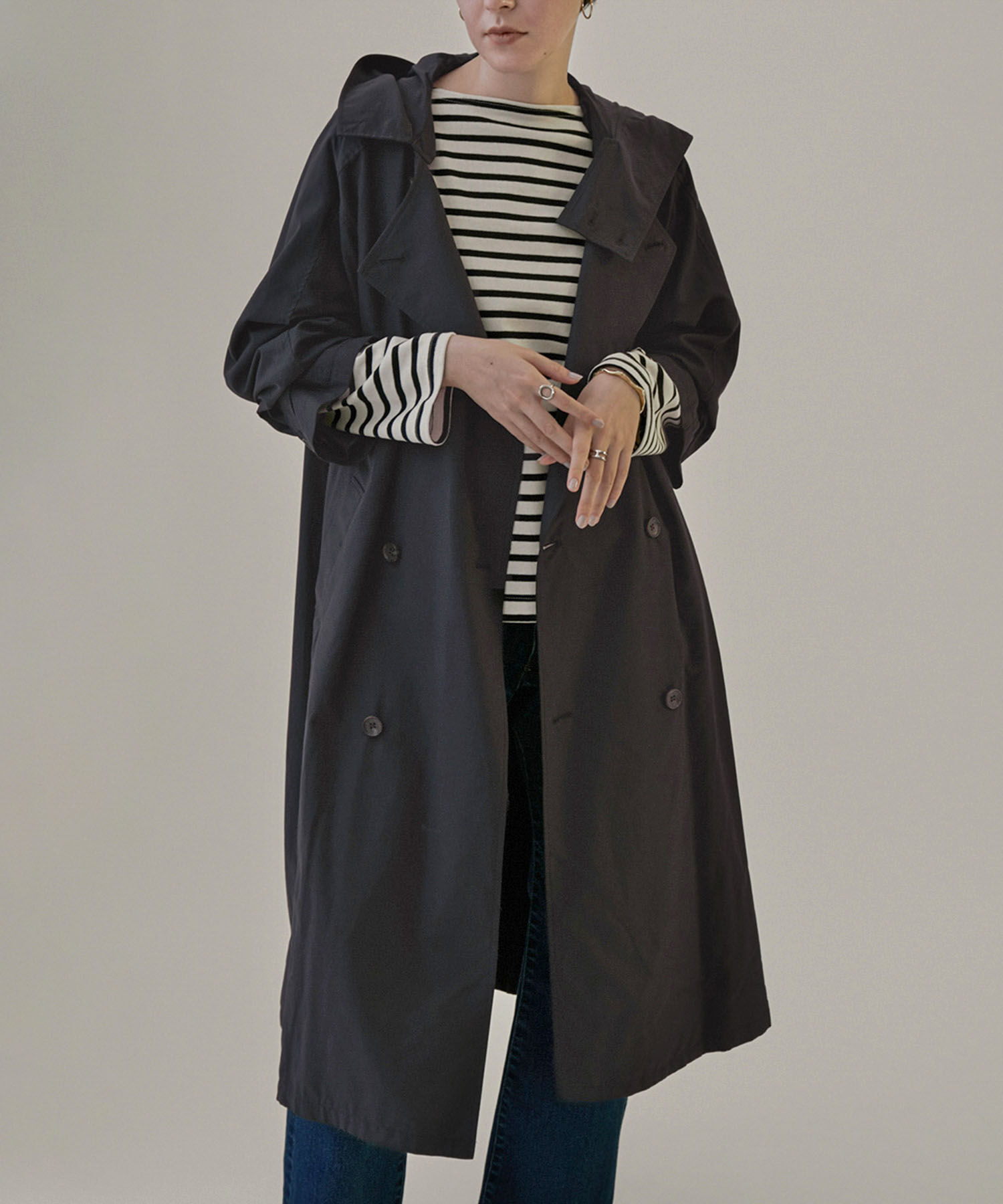 SALON adam et rope'「2WAYフード付きスタンドカラートレンチコート」|トレンチコート|