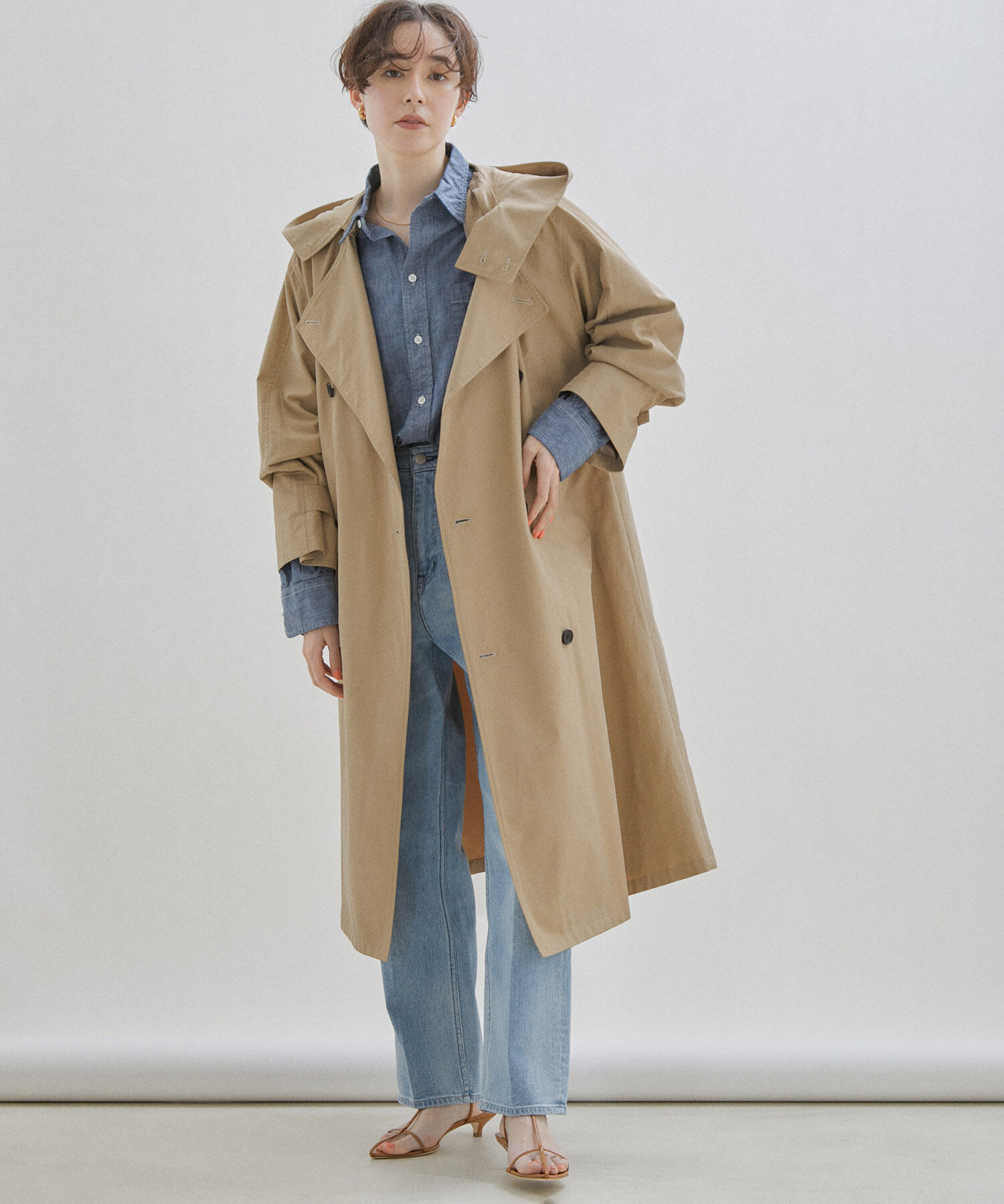 SALON adam et rope'「2WAYフード付きスタンドカラートレンチコート」|トレンチコート|