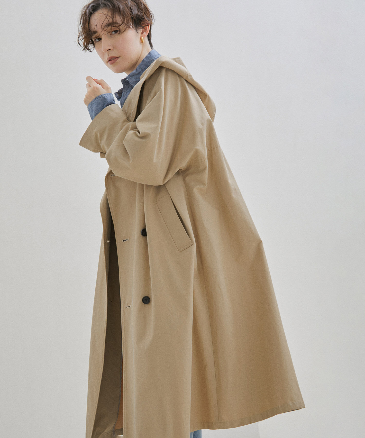 SALON adam et rope'「2WAYフード付きスタンドカラートレンチコート」|トレンチコート|