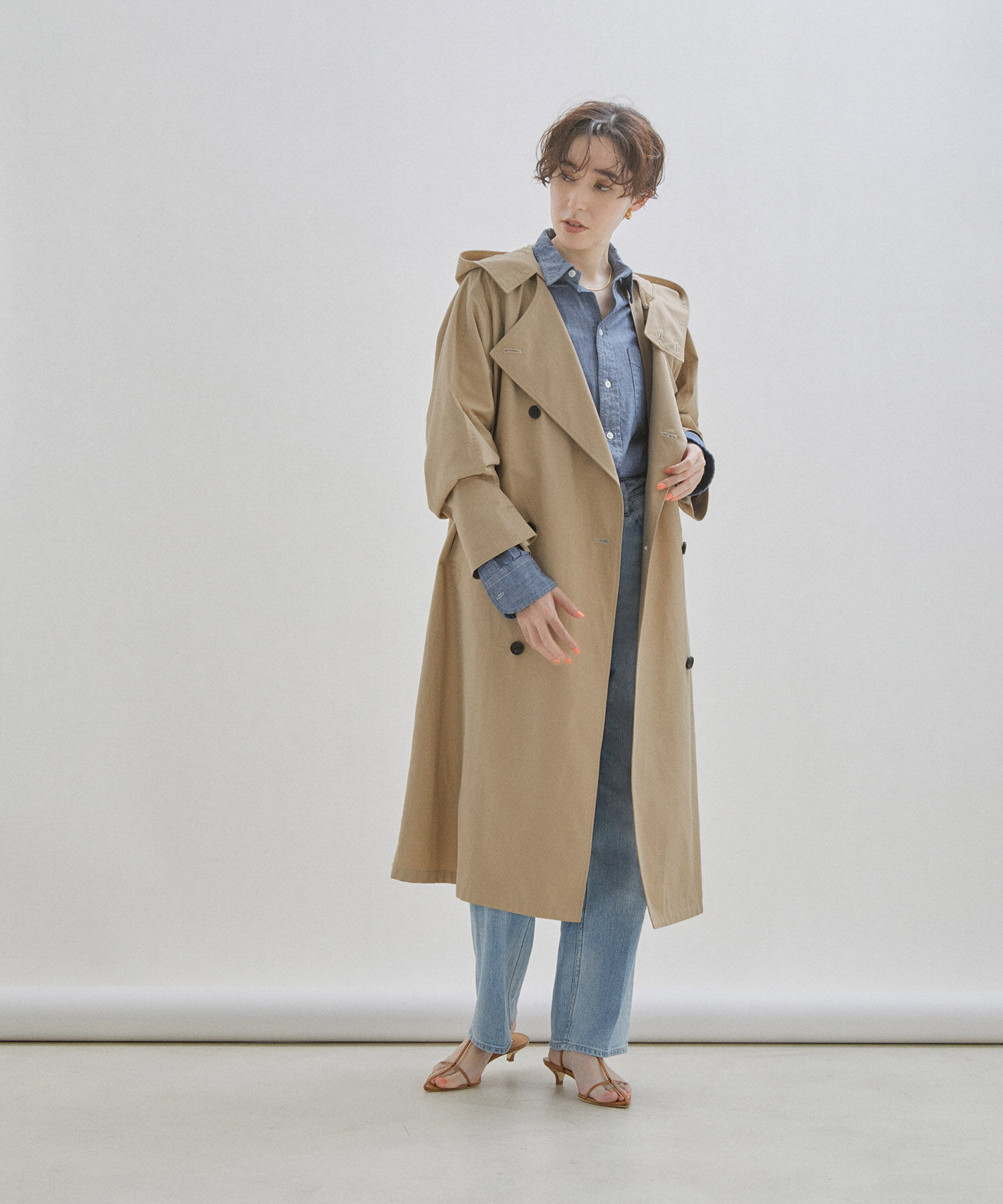 SALON adam et rope'「2WAYフード付きスタンドカラートレンチコート」|トレンチコート|