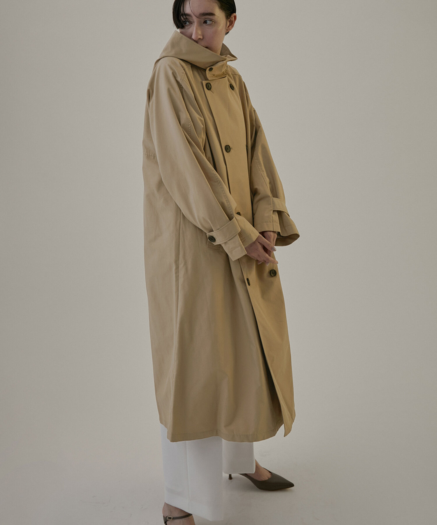 SALON adam et rope'「2WAYフード付きスタンドカラートレンチコート」|トレンチコート|
