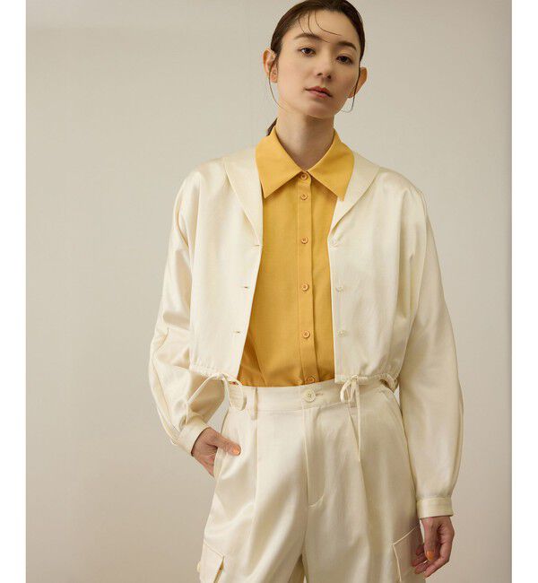 ROPE「【洗える】シャイニーサテンブラウス/セットアップ対応」|シャツ・ブラウス|