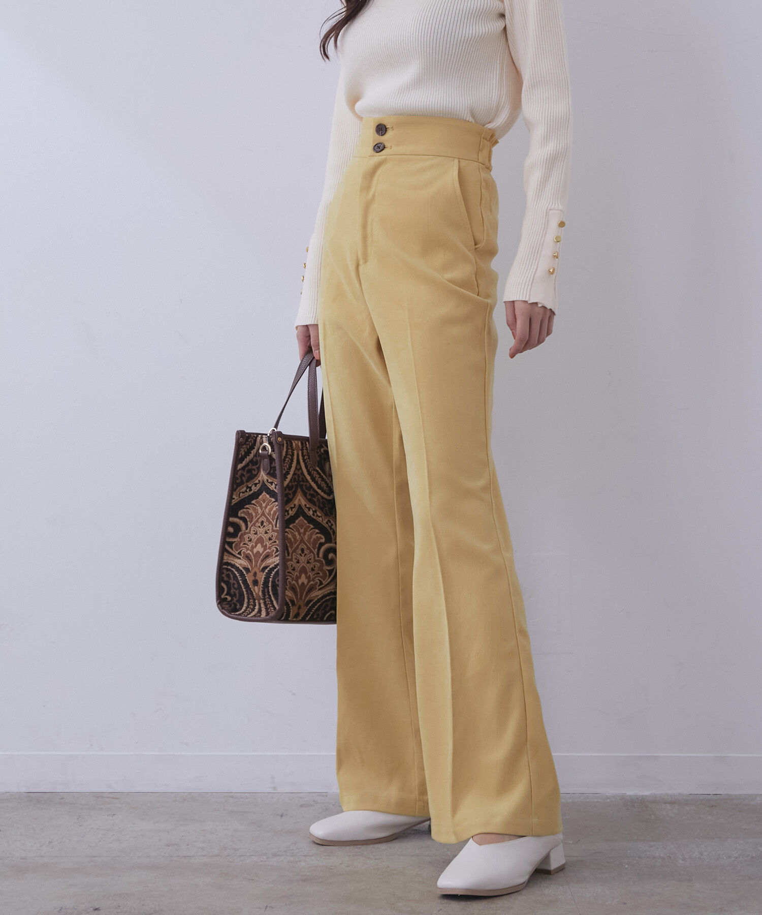 vis-a-vis「【WEB限定】起毛カラーフレアパンツ」|スラックス|