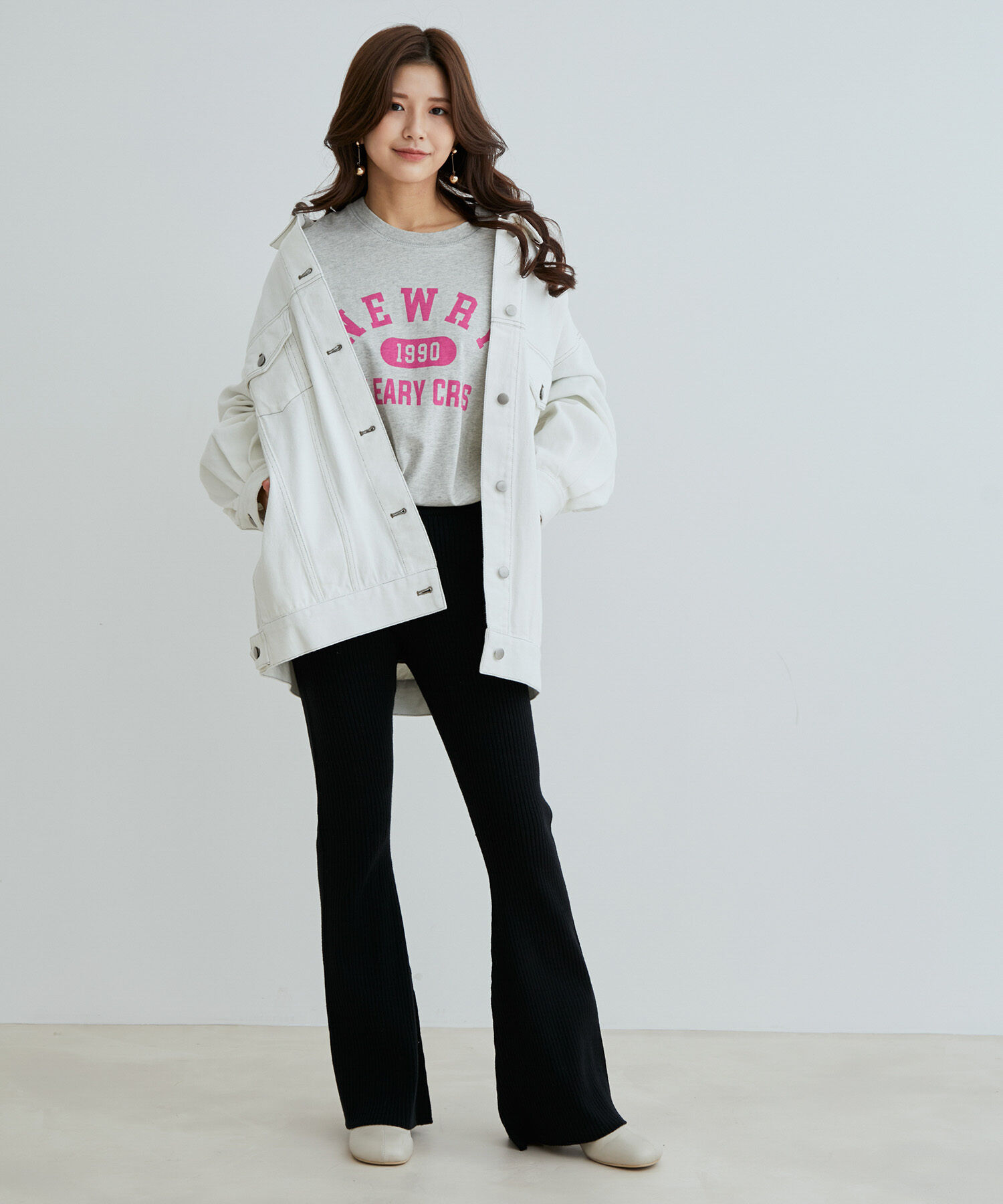 vis-a-vis「【WEB限定】もちっとリブニットカラーフレアパンツ」|スラックス|