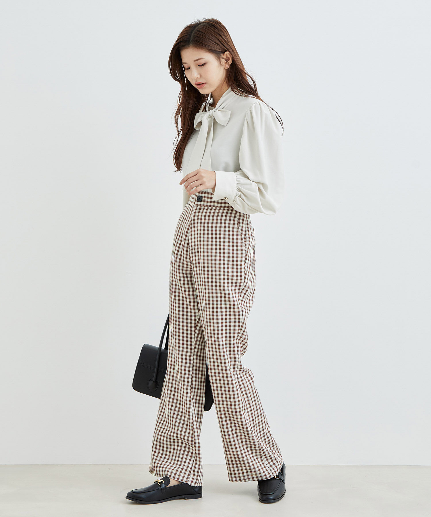 vis-a-vis「【WEB限定】ギンガムチェックフレアパンツ」|スラックス|