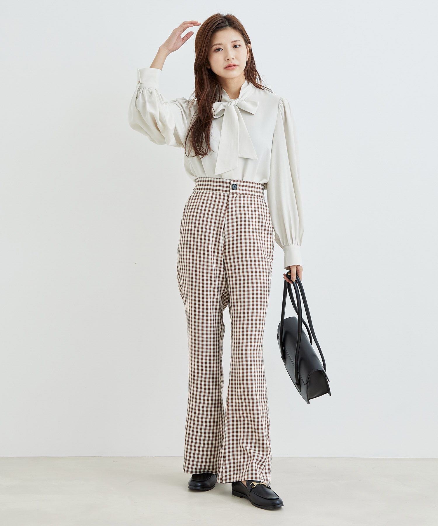 vis-a-vis「【WEB限定】ギンガムチェックフレアパンツ」|スラックス|