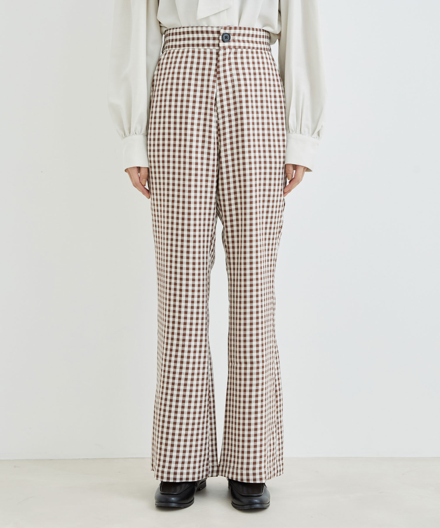 vis-a-vis「【WEB限定】ギンガムチェックフレアパンツ」|スラックス|