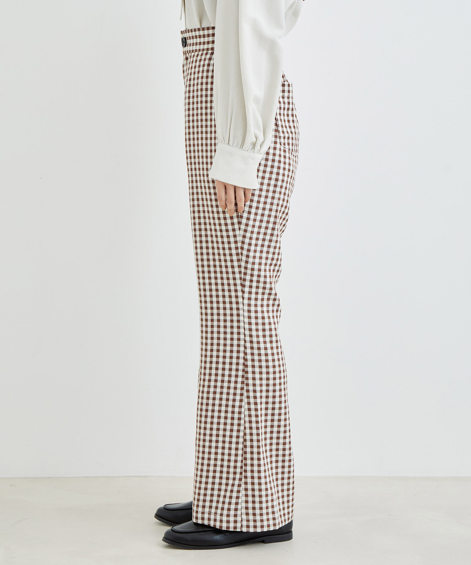 vis-a-vis「【WEB限定】ギンガムチェックフレアパンツ」|スラックス|