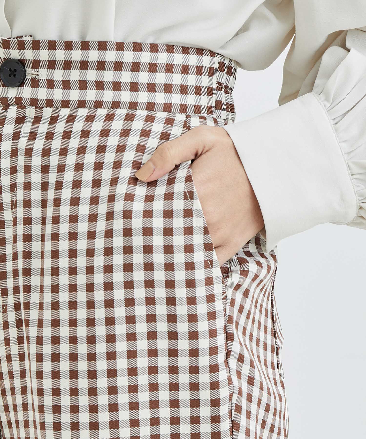 vis-a-vis「【WEB限定】ギンガムチェックフレアパンツ」|スラックス|