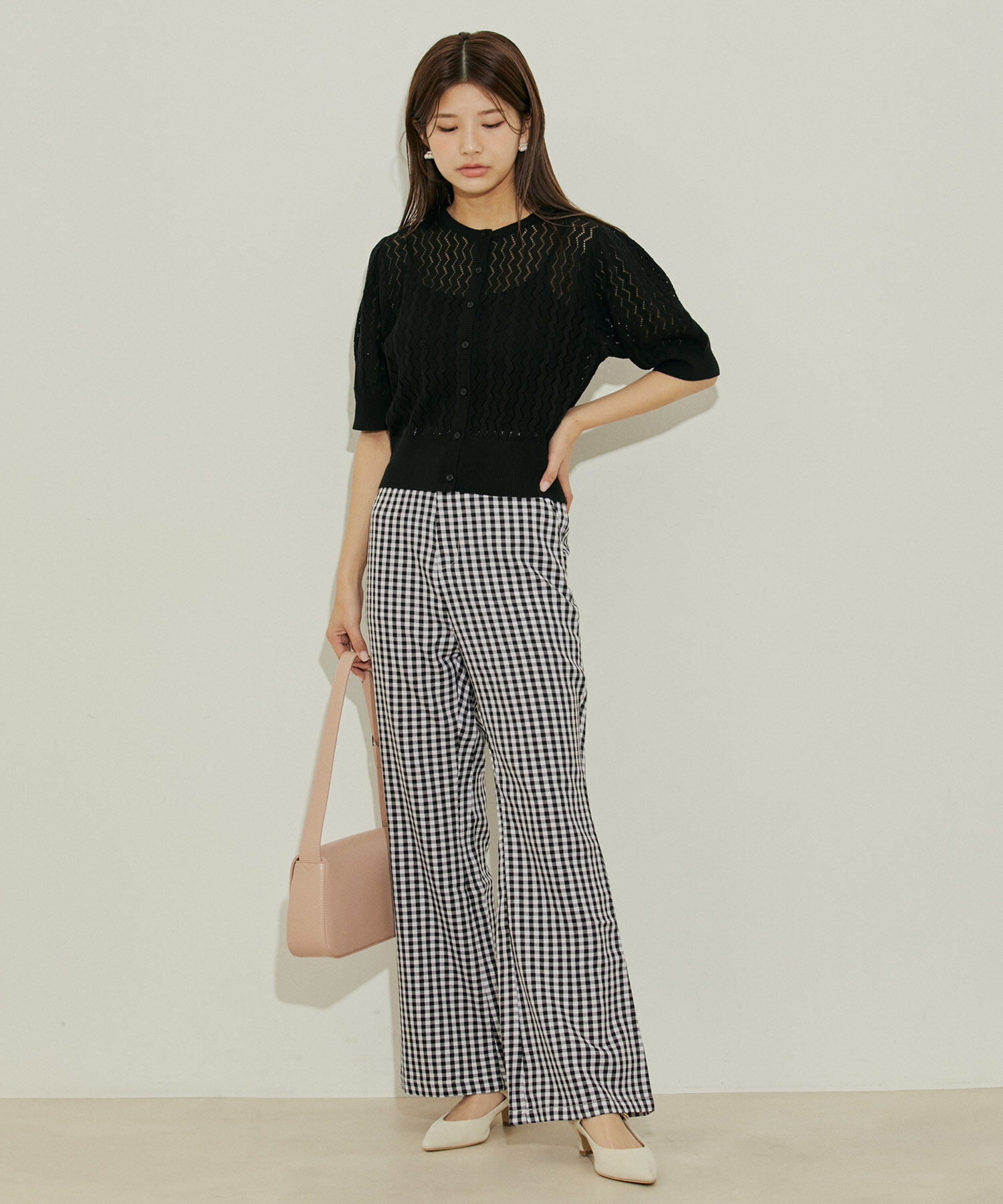 vis-a-vis「【WEB限定】ギンガムチェックフレアパンツ」|スラックス|