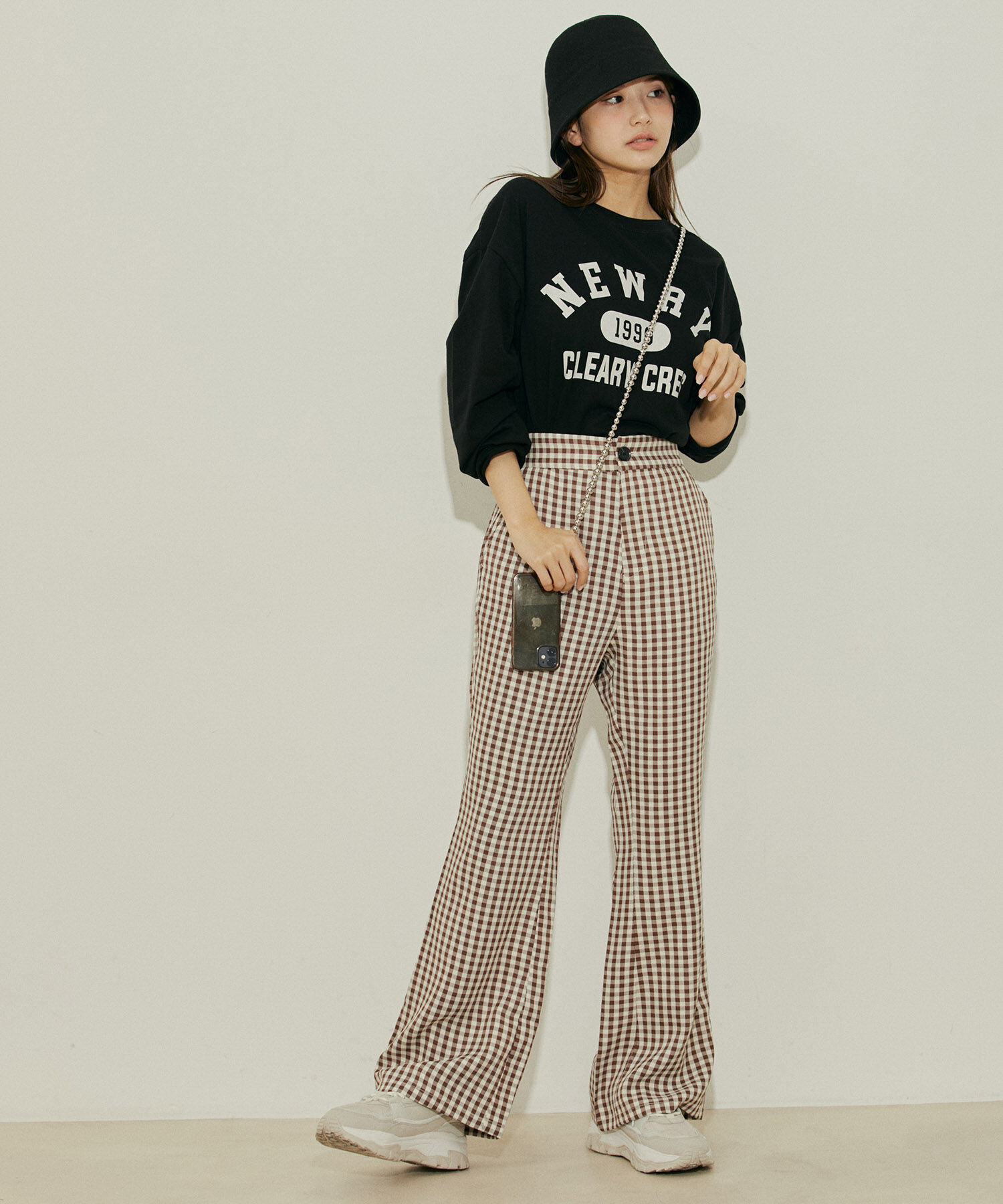 vis-a-vis「【WEB限定】ギンガムチェックフレアパンツ」|スラックス|