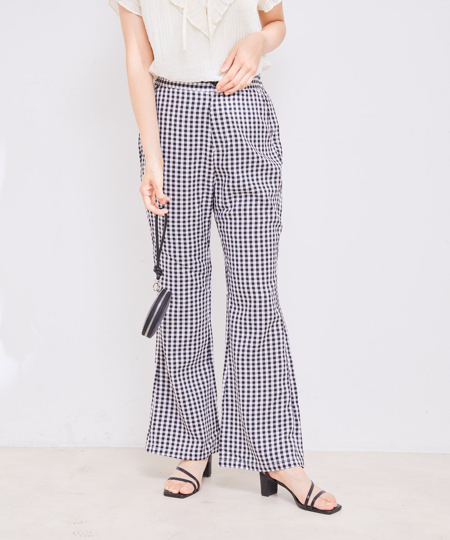 vis-a-vis「【WEB限定】ギンガムチェックフレアパンツ」|スラックス|