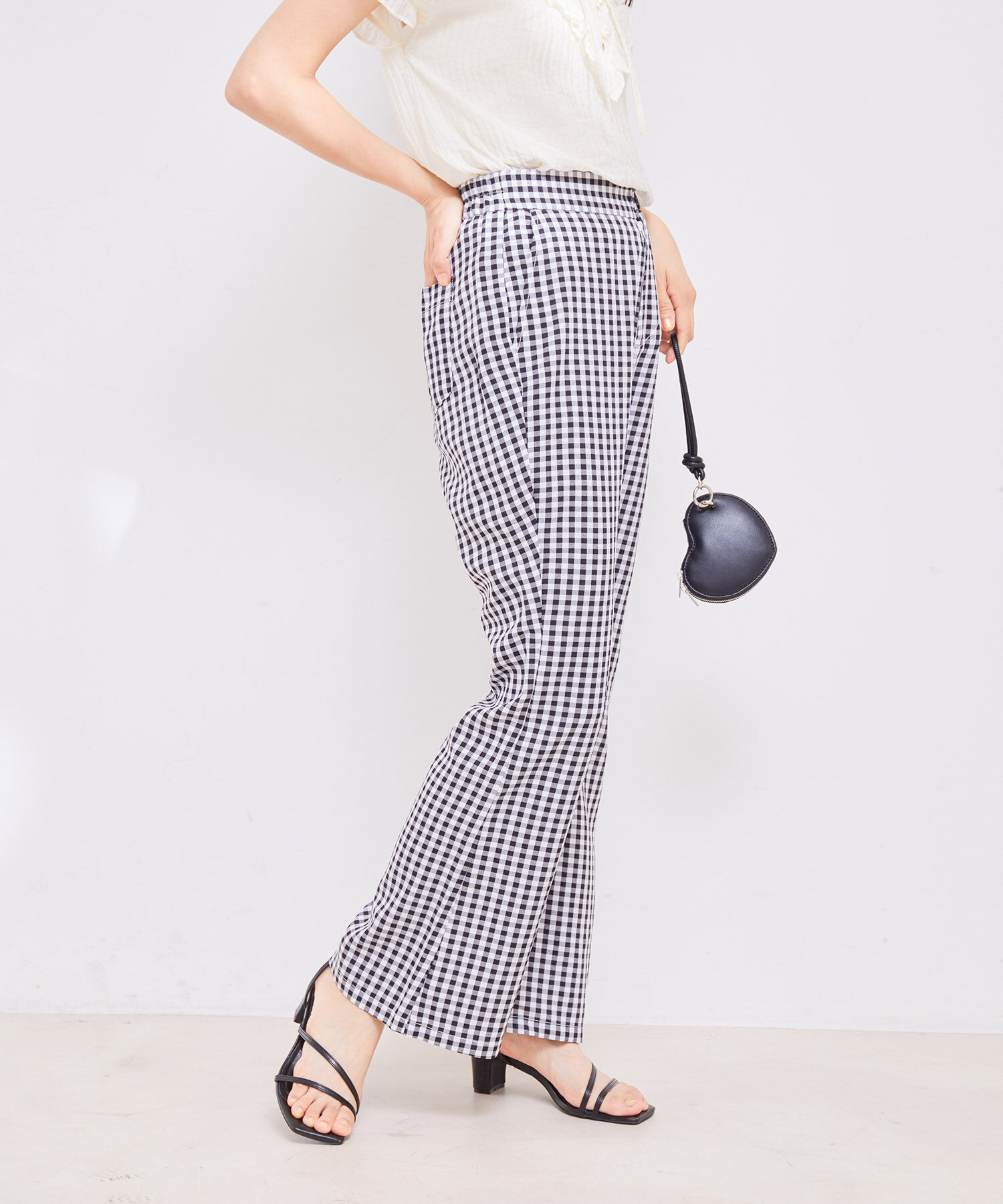 vis-a-vis「【WEB限定】ギンガムチェックフレアパンツ」|スラックス|