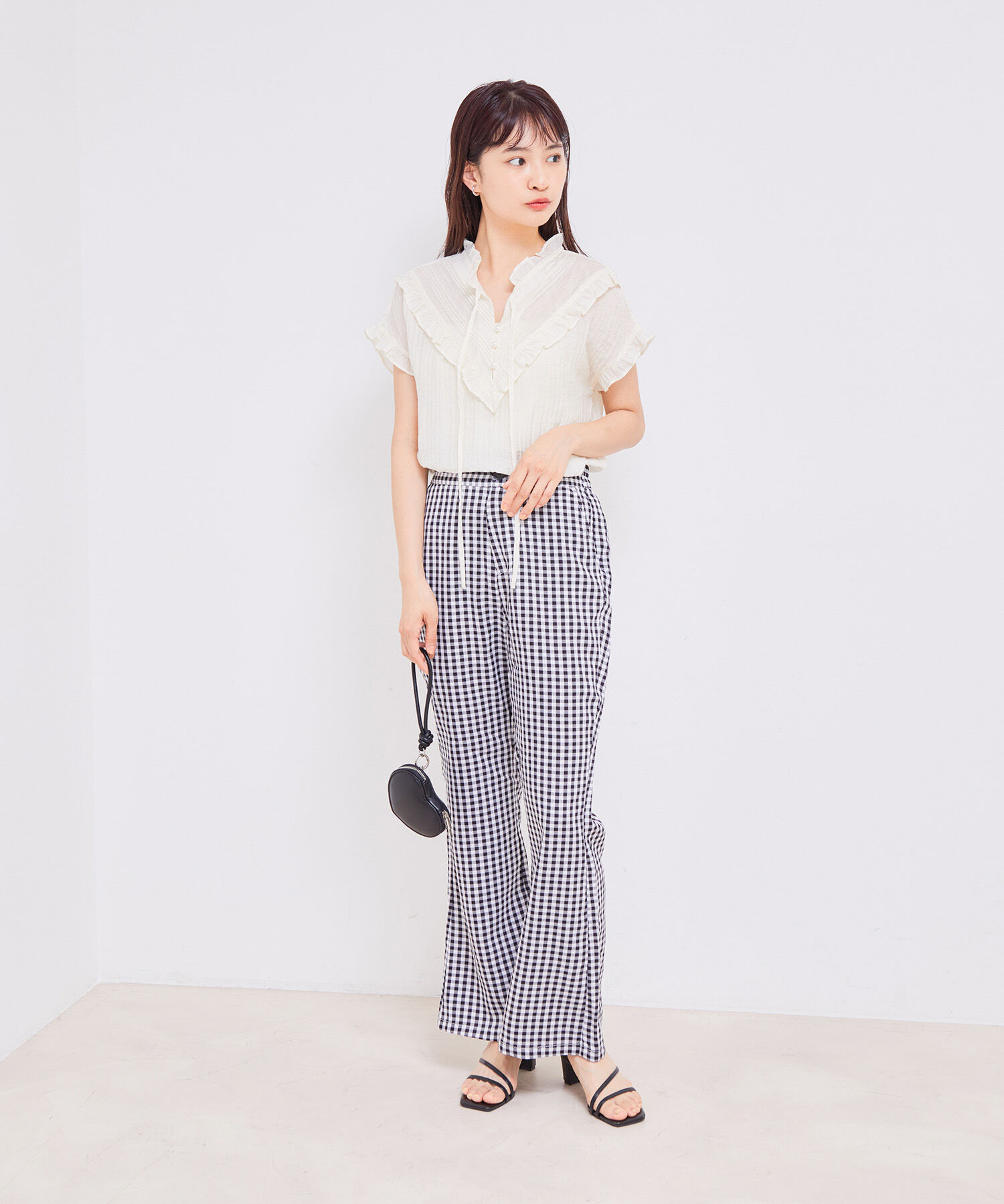 vis-a-vis「【WEB限定】ギンガムチェックフレアパンツ」|スラックス|