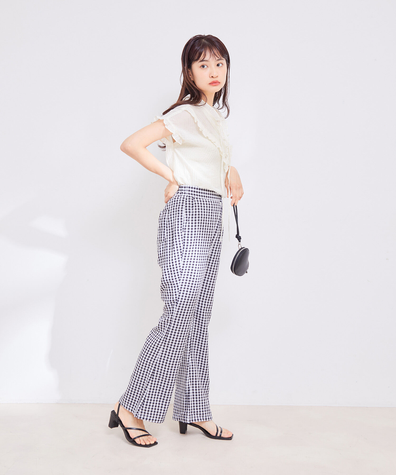 vis-a-vis「【WEB限定】ギンガムチェックフレアパンツ」|スラックス|