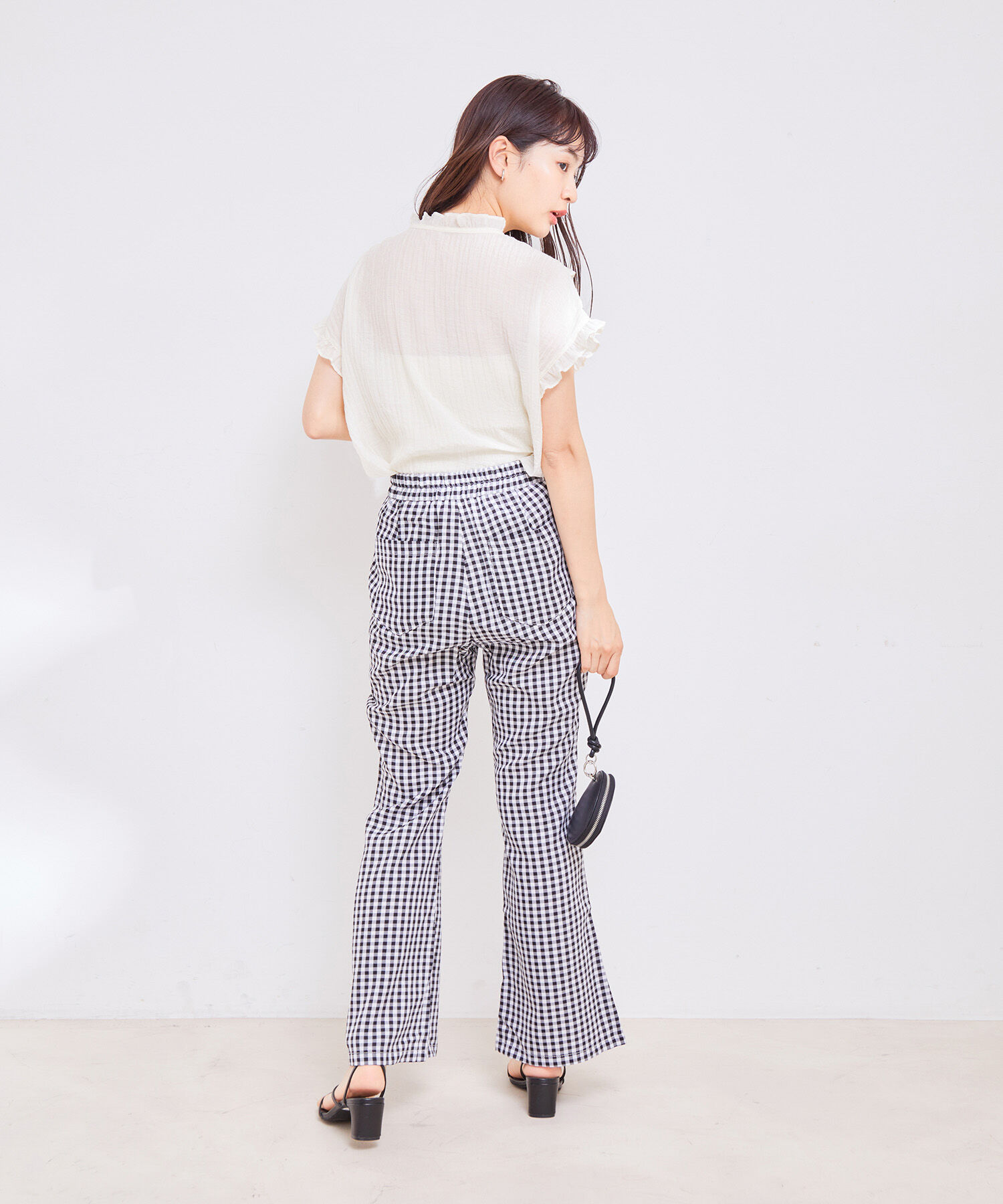 vis-a-vis「【WEB限定】ギンガムチェックフレアパンツ」|スラックス|