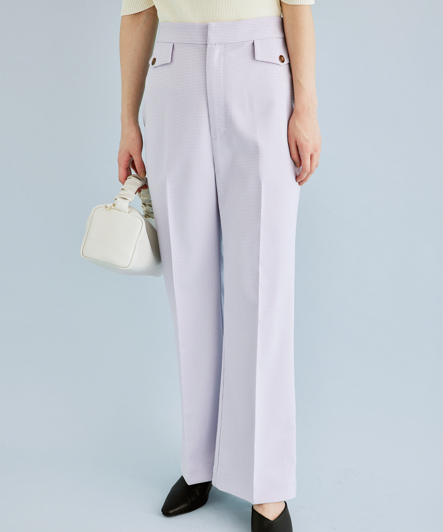 VIS「ミジンコ千鳥チェックフレアパンツ」|スラックス|