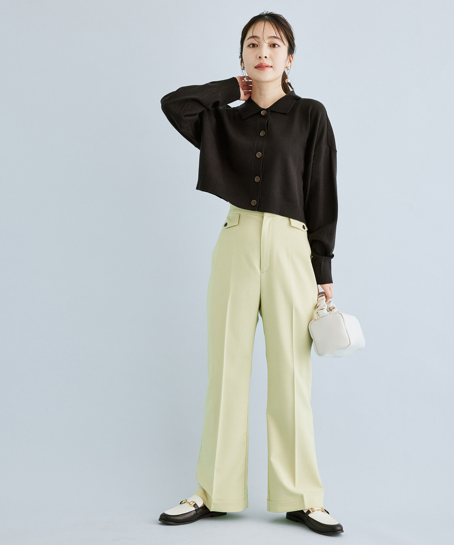 VIS「ミジンコ千鳥チェックフレアパンツ」|スラックス|