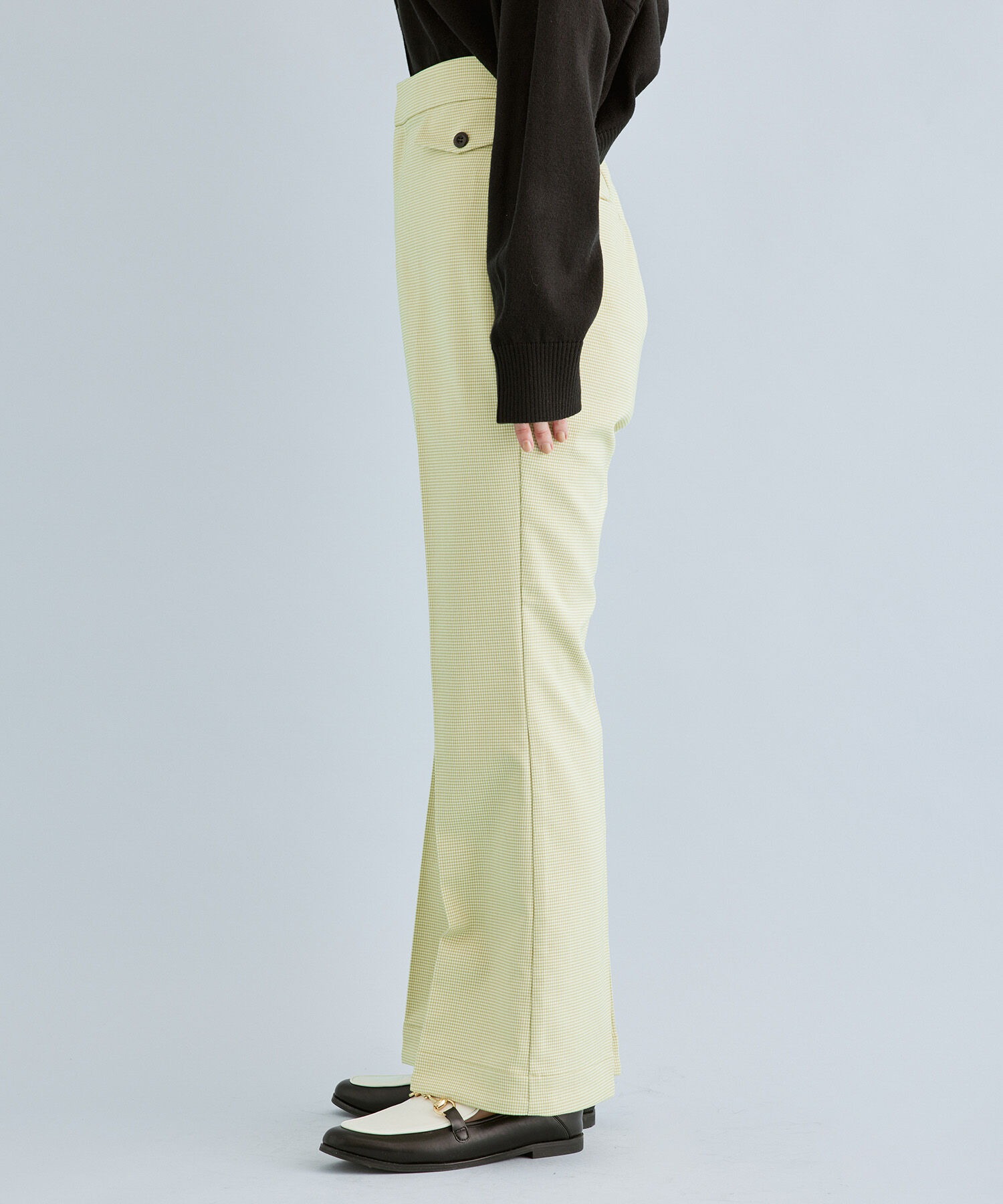 VIS「ミジンコ千鳥チェックフレアパンツ」|スラックス|