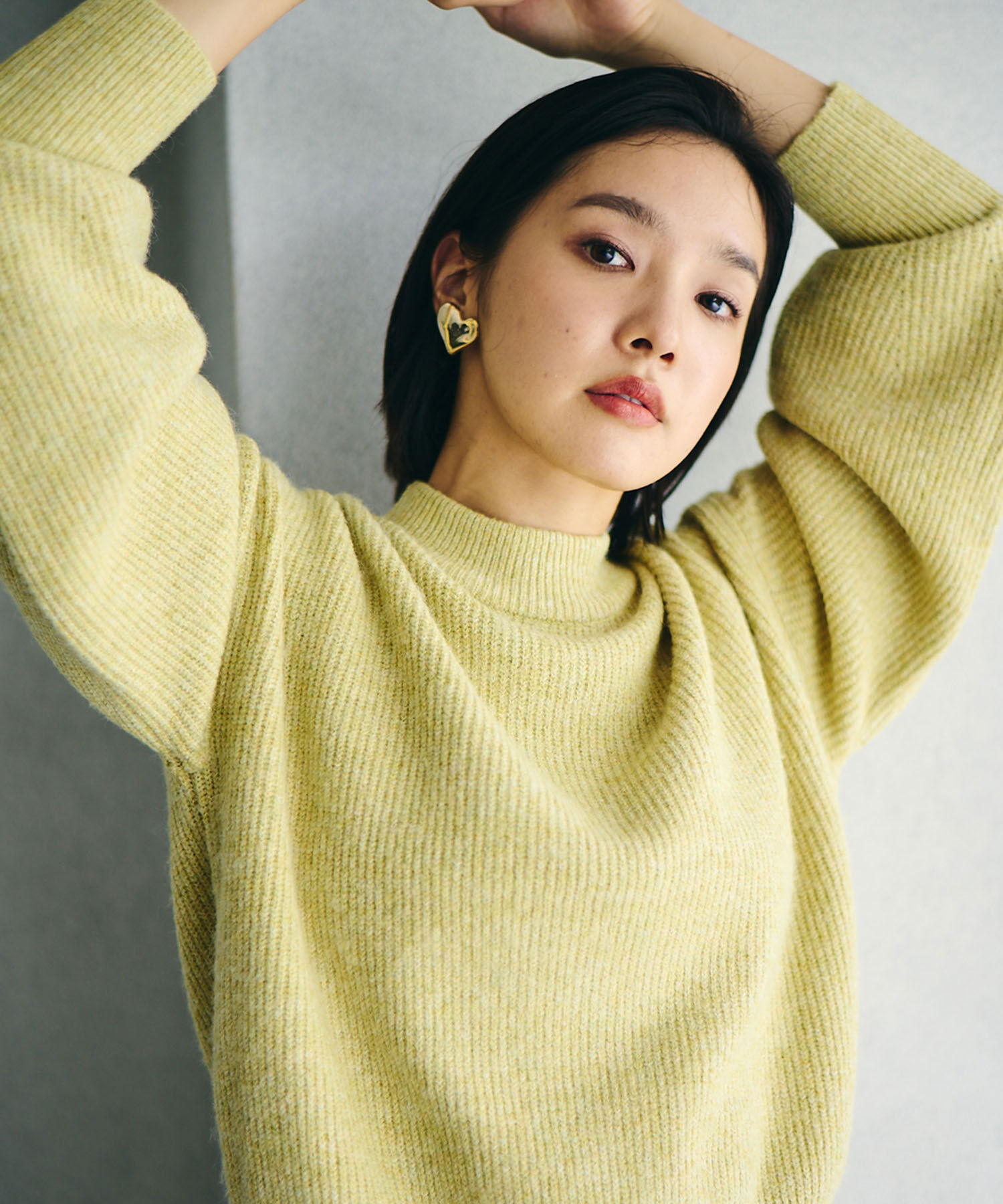 VIS「【洗える】ミドルゲージメランジ畦ハイネックニット」|ニット・セーター|