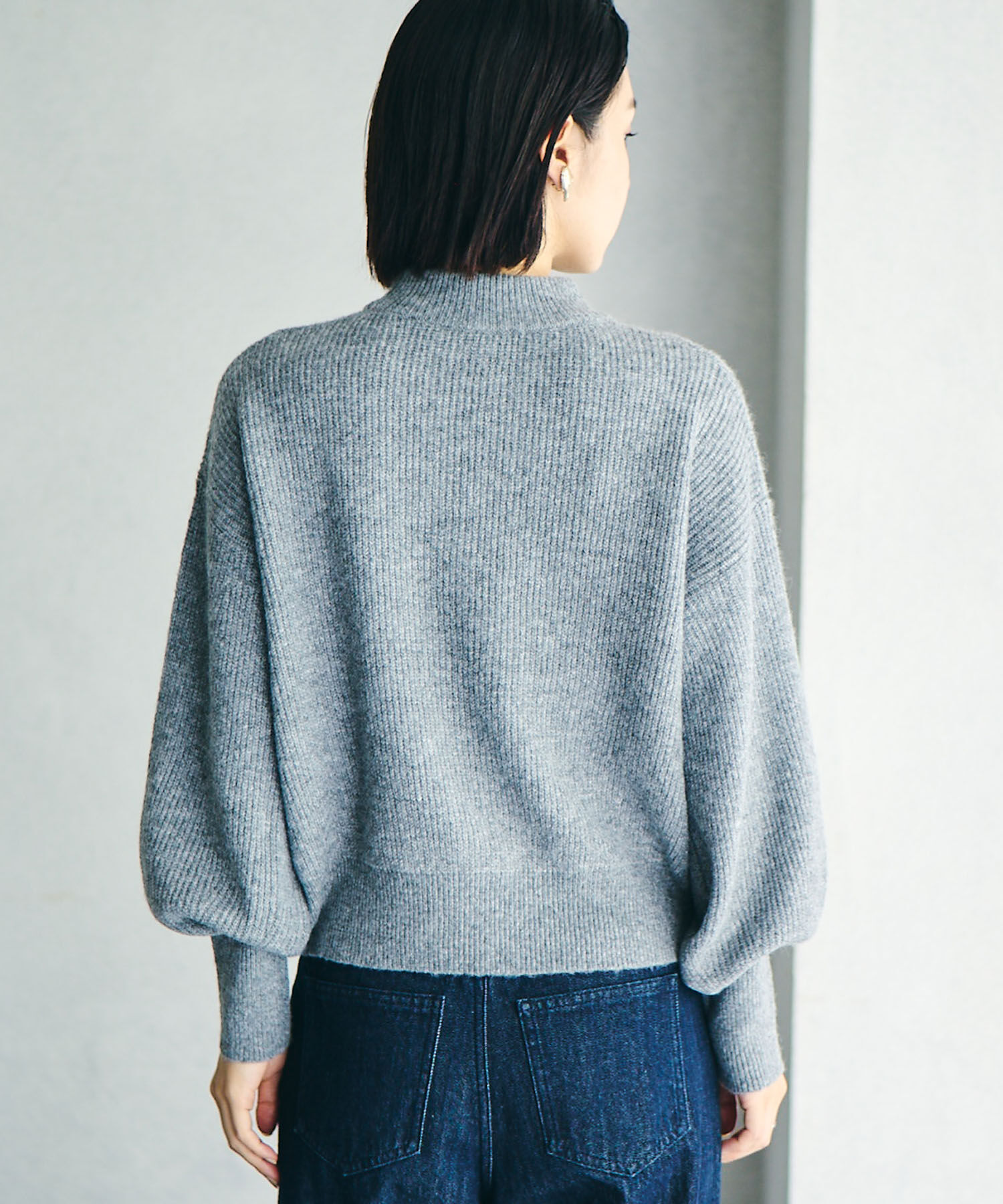 VIS「【洗える】ミドルゲージメランジ畦ハイネックニット」|ニット・セーター|