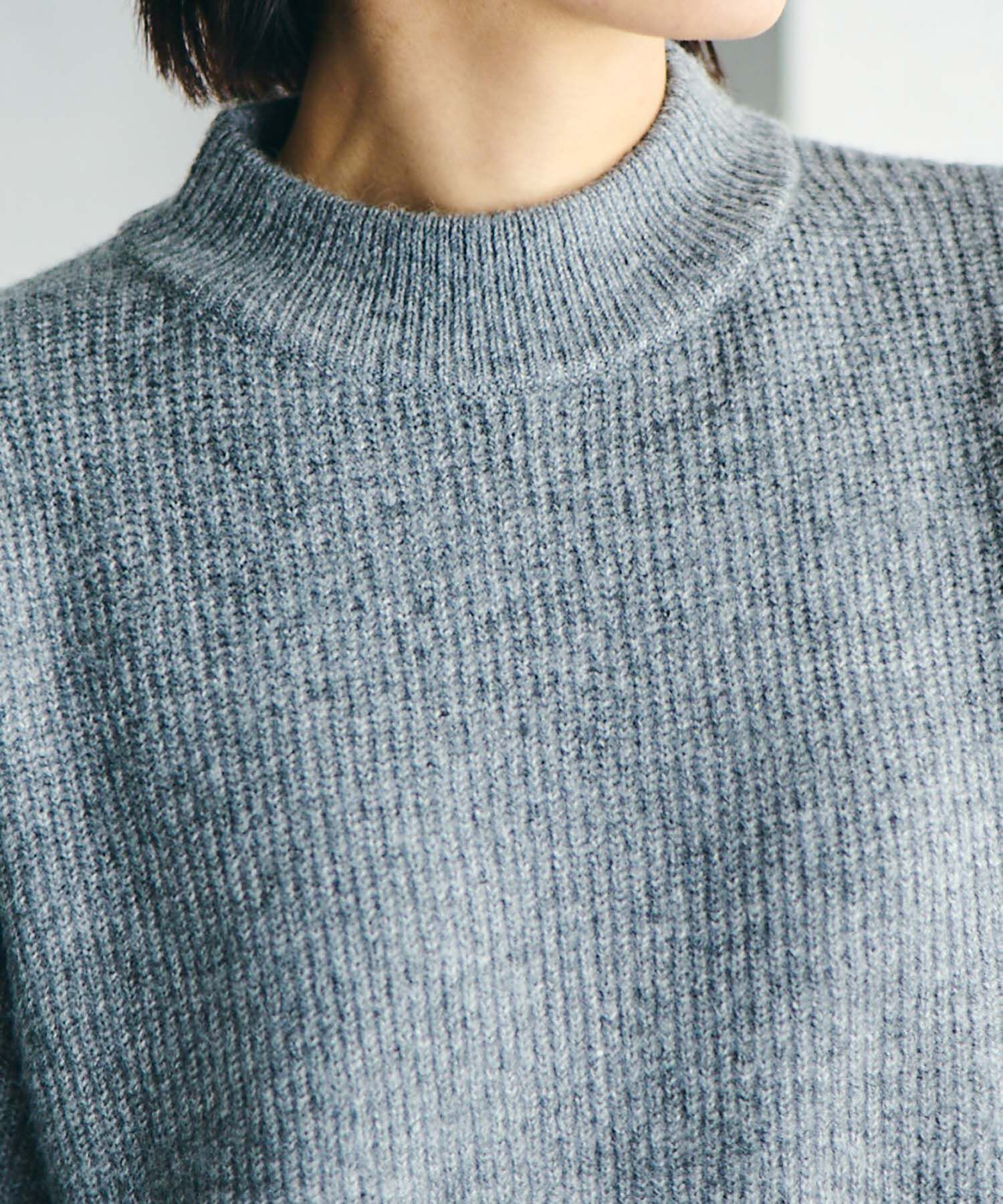 VIS「【洗える】ミドルゲージメランジ畦ハイネックニット」|ニット・セーター|