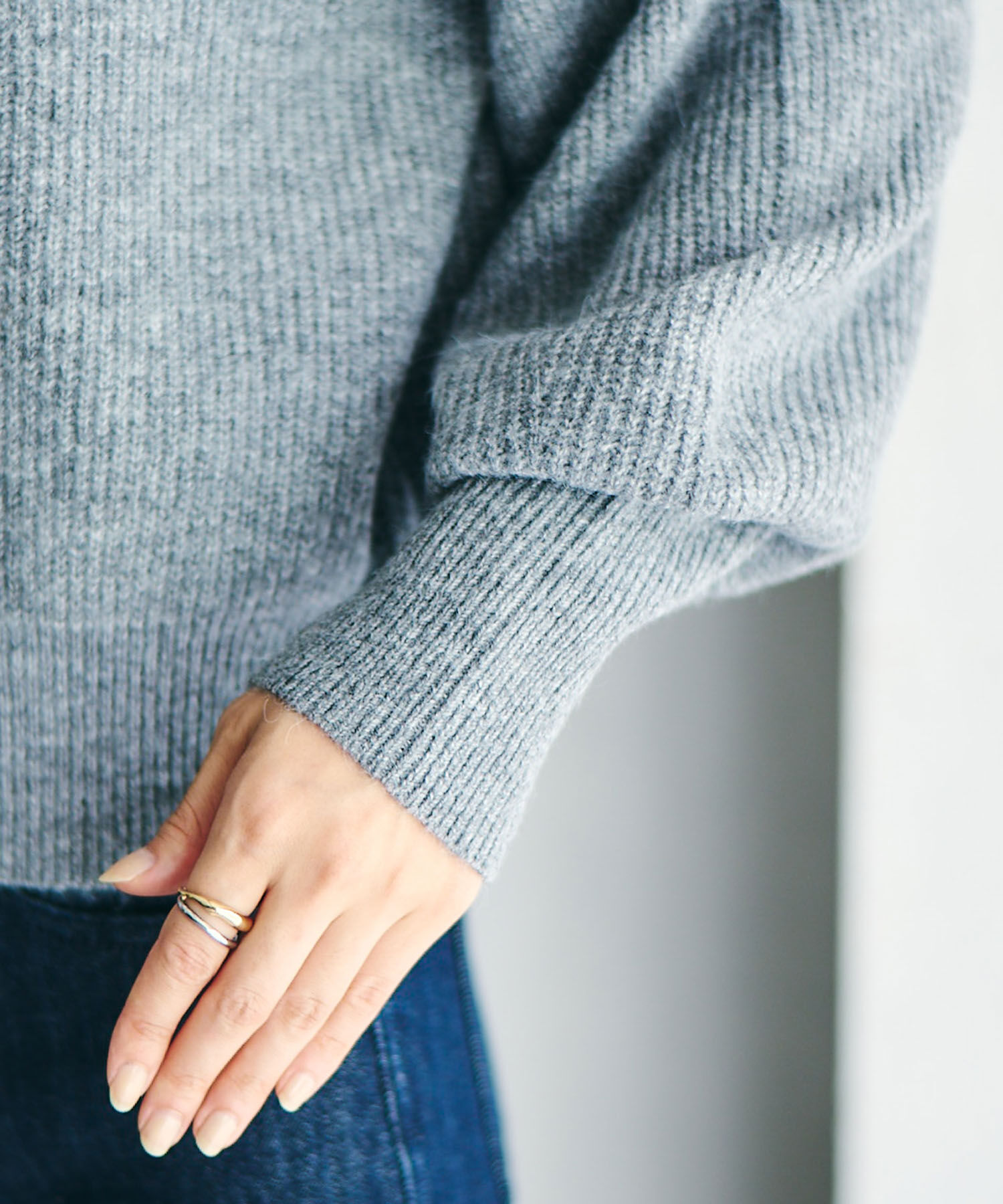 VIS「【洗える】ミドルゲージメランジ畦ハイネックニット」|ニット・セーター|