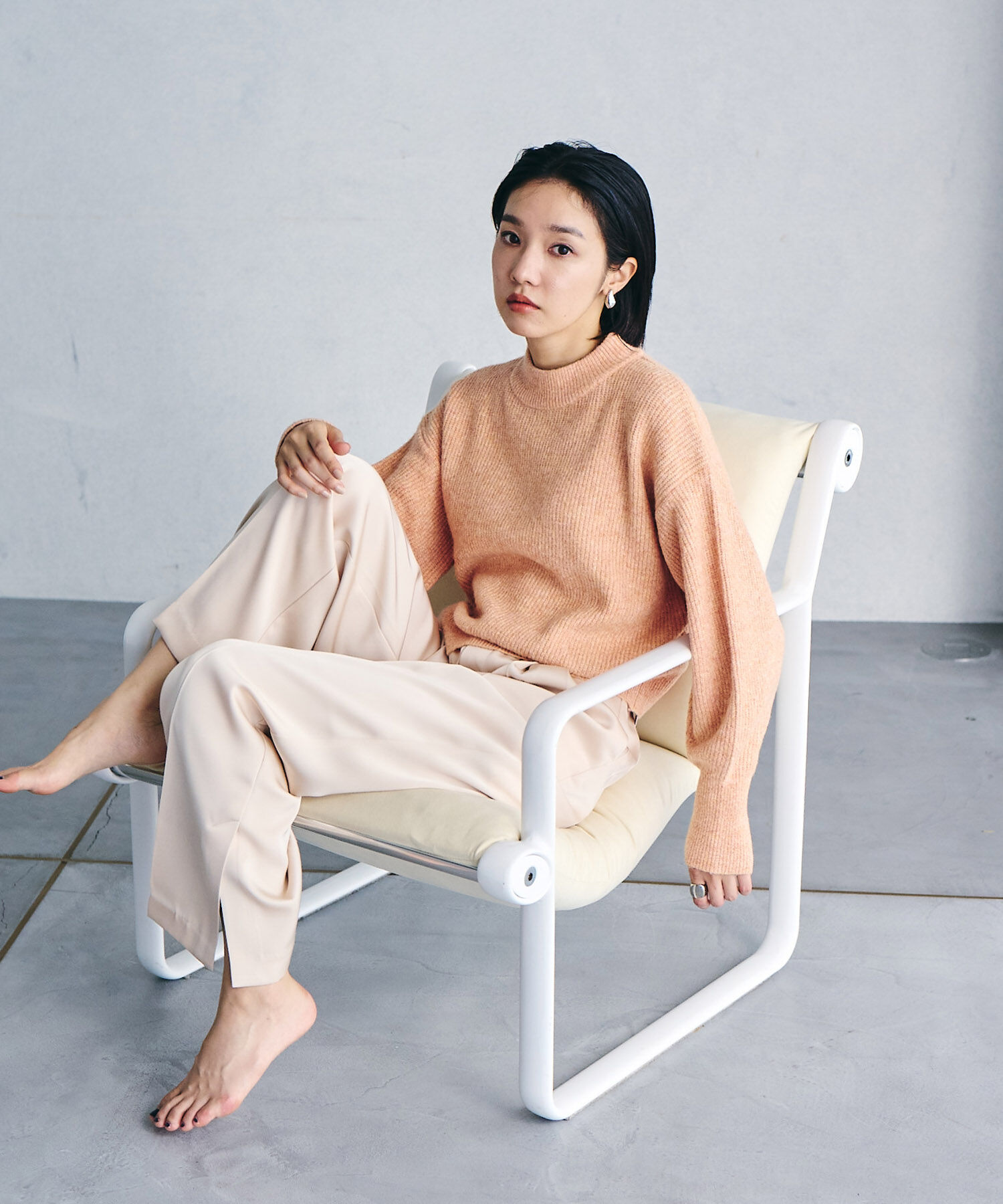 VIS「【洗える】ミドルゲージメランジ畦ハイネックニット」|ニット・セーター|